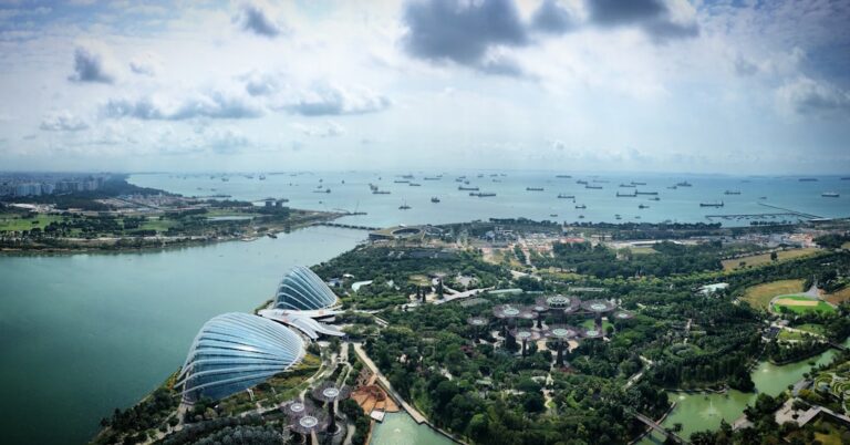 Vista Aerea Dos Jardins Pela Baia E Pela Skyline De Singapore bewATgzaUJo